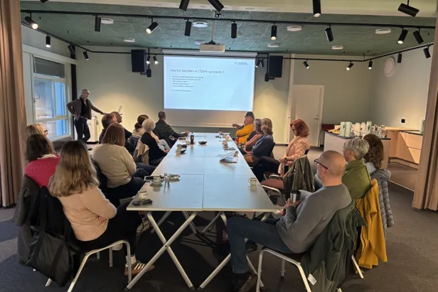 En person som holder en presentasjon for en gruppe mennesker